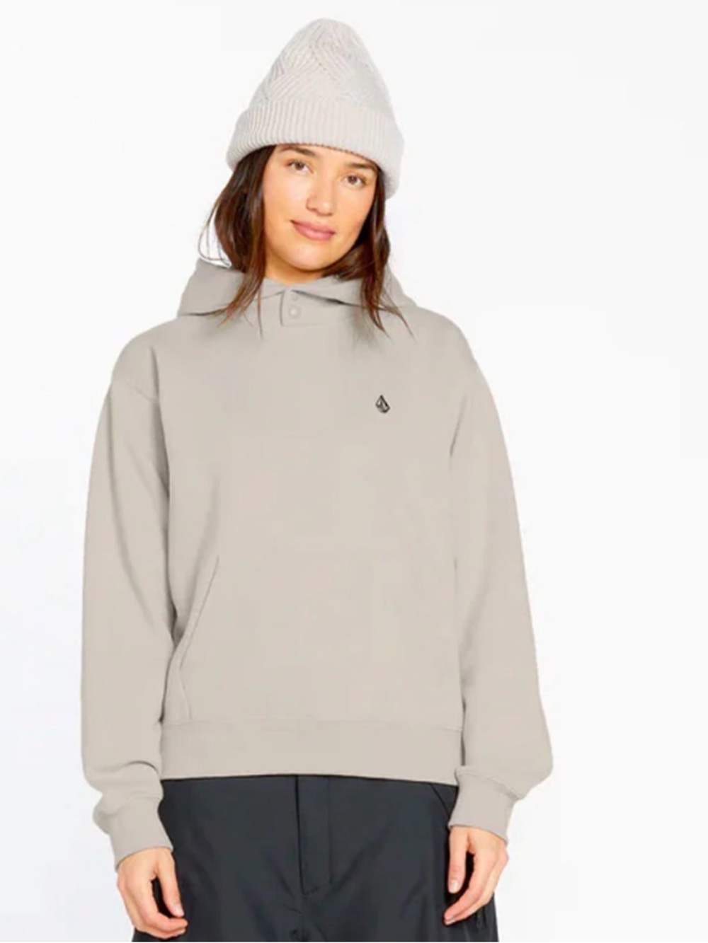 Volcom Light Gray Pullover Hoodie with Stone Logo